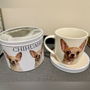 Chihuahua Dog Metal Tin and Ceramic Coffee & Tea Mug Gift Set NEW